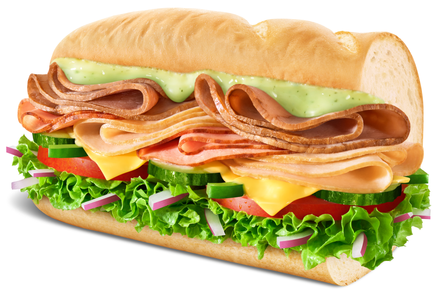 Lemon Flavor Roasted Beef, Turkey Breast and Ham Sub