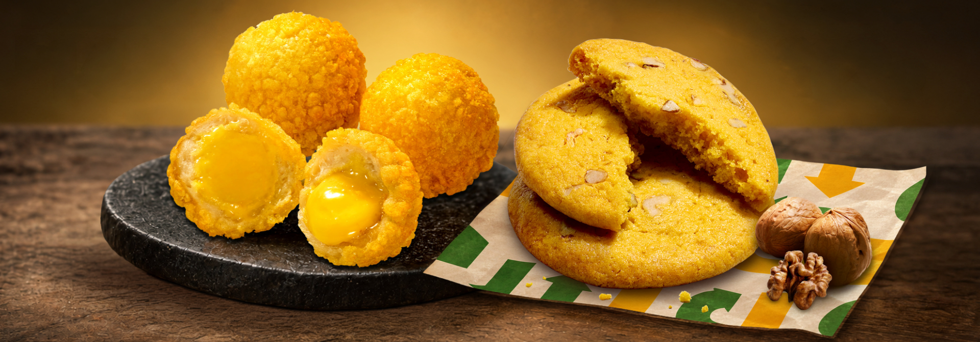 Honey Osmanthus Mustard Stuffed Chicken Balls and Lemon Walnut Cookies
